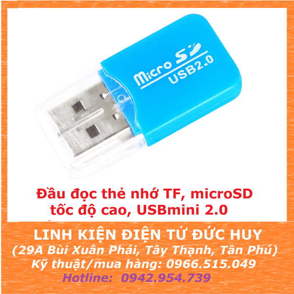 Đầu đọc thẻ nhớ TF, microSD tốc độ cao USBmini 2.0