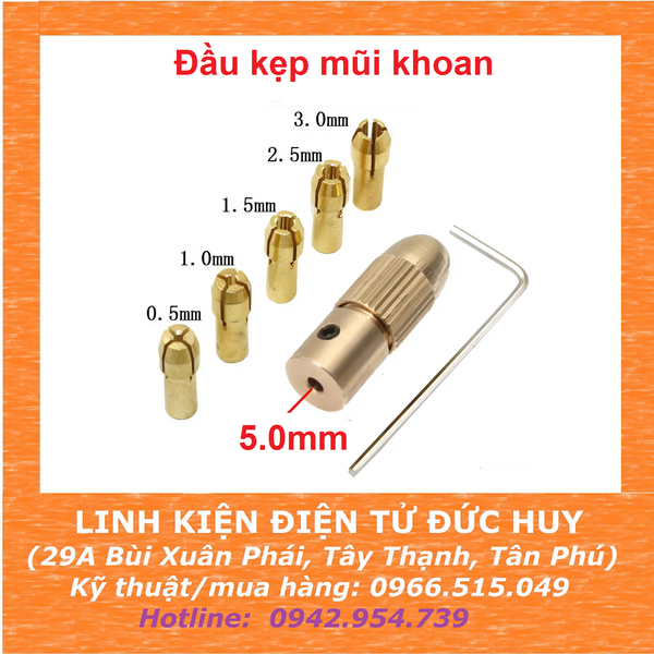 ĐẦU KẸP MŨI KHOAN MẠCH, TRỤC 5MM
