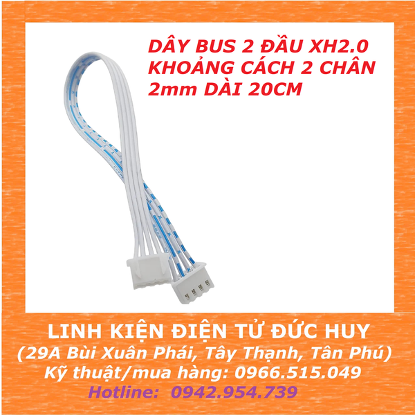 DÂY BUS 2 ĐẦU XH2.0 KHOẢNG CÁCH 2 CHÂN 2mm DÀI 20CM