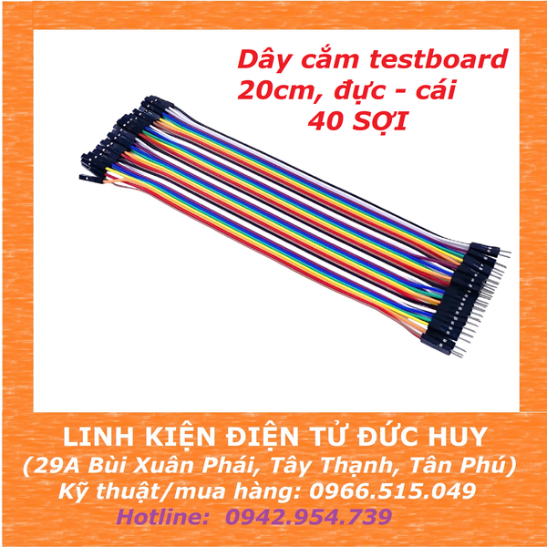 Dây cắm testboard 1 đầu đực - cái, dài  20CM, 40 SỢI