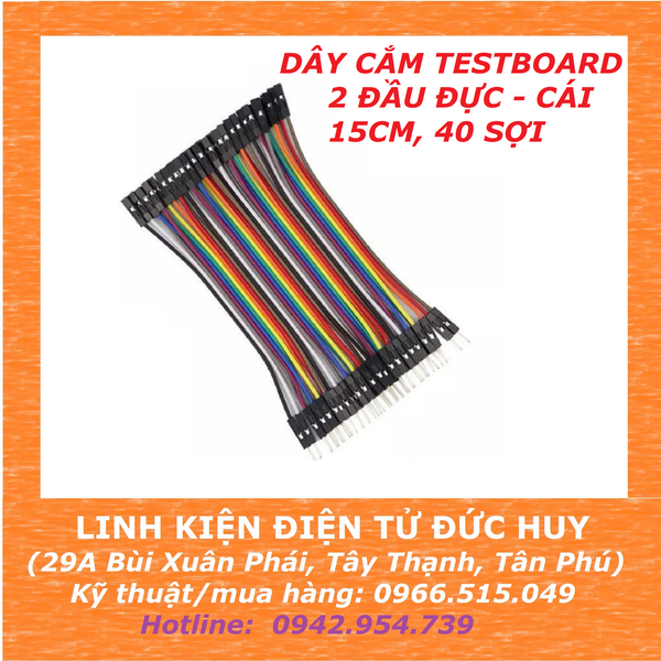 DÂY CẮM TESTBOARD 2 ĐẦU ĐỰC - CÁI, 15CM, 40 SỢI