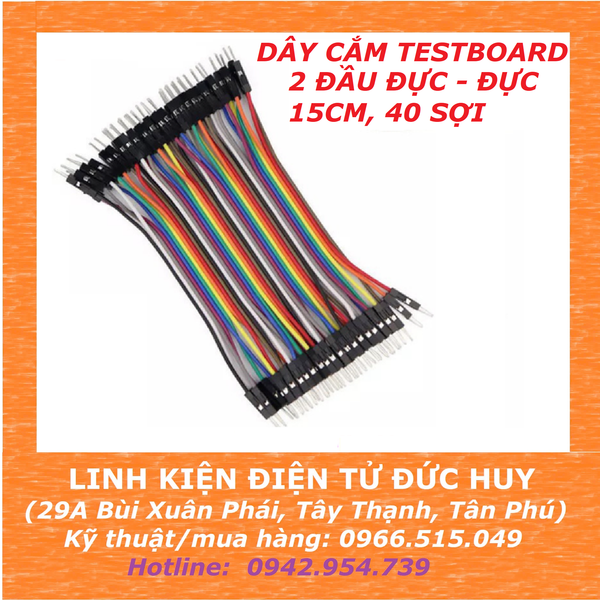 DÂY CẮM TESTBOARD 2 ĐẦU ĐỰC - ĐỰC, 15CM, 40 SỢI