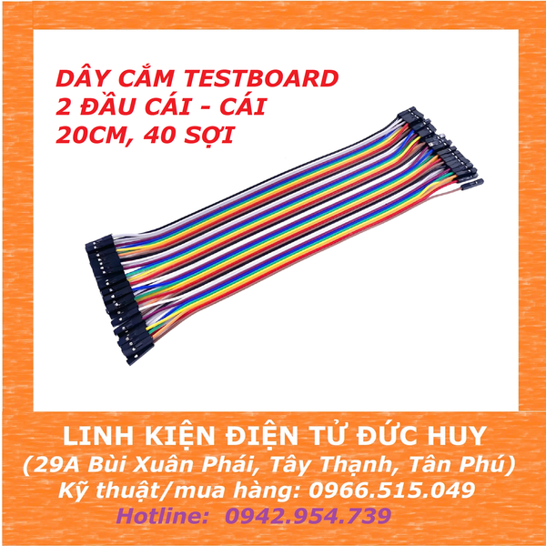 Dây cắm testboard, 2 đầu cái - cái, dài 20CM, 40 sợi