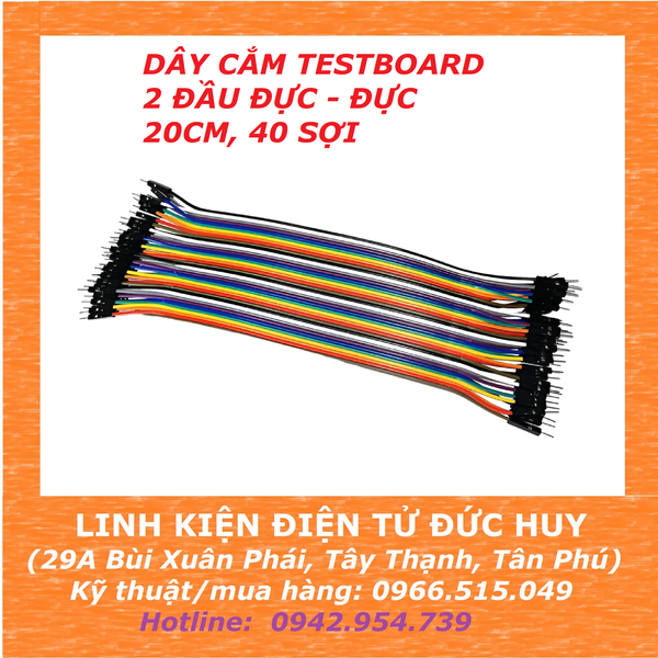 Dây cắm testboard 2 đầu đực - đực, dài 20CM, 40 sợi