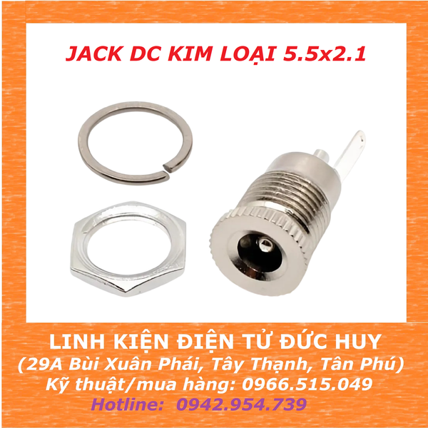Jack đầu kim loại cắm nguồn DC cái 5A (5.5x2.1)