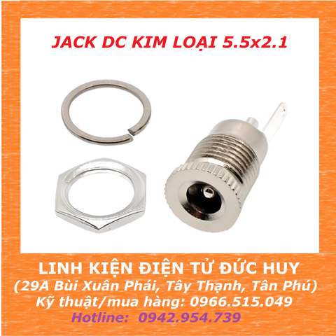Jack đầu kim loại cắm nguồn DC cái 5A (5.5x2.1)