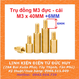 Trụ đồng M3, đực-cái (1 đầu đực,1 đầu cái), dài 40mm