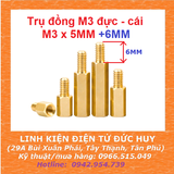 Trụ đồng M3, đực-cái (1 đầu đực, 1 đầu cái), dài 5mm