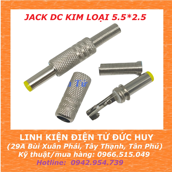 Đầu cấp nguồn DC đực kim loại 5.5x2.5