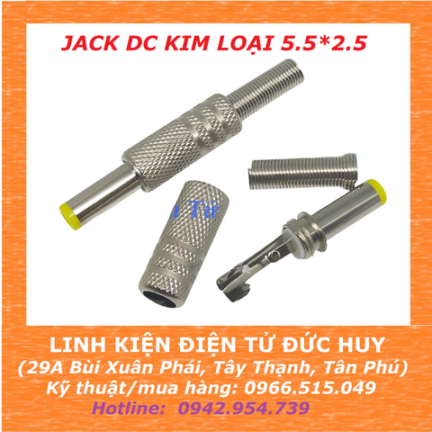 Đầu cấp nguồn DC đực kim loại 5.5x2.5