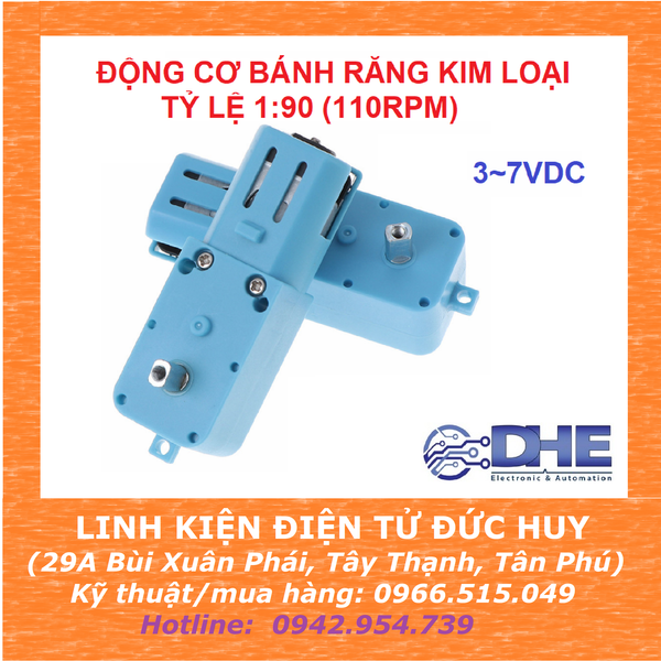 ĐỘNG CƠ DC GIẢM TỐC XANH, NHÔNG KIM LOẠI, 1:90 (110RPM)