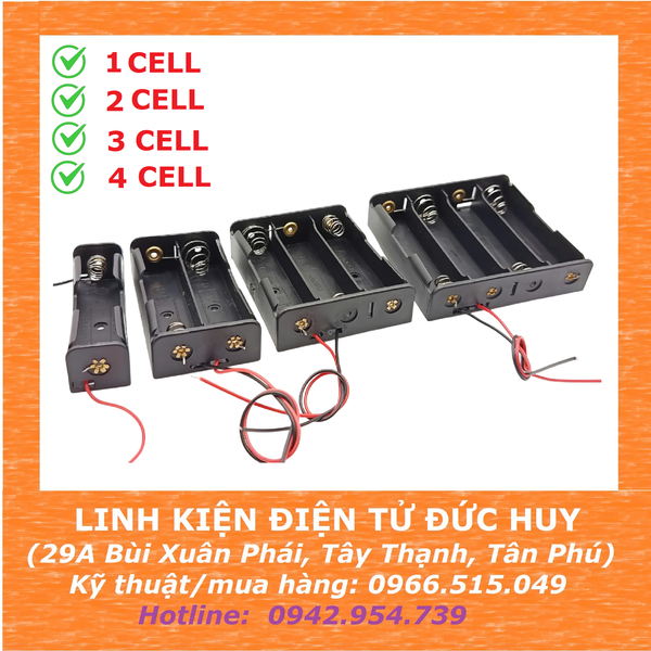 HỘP ĐẾ PIN CHỨA PIN 18650 KHÔNG CÓ NẮP ĐẬY