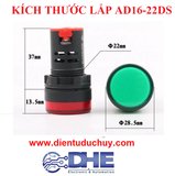 AD16 22DS đèn báo nguồn, đèn báo pha 12-48VDC, 22mm