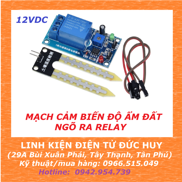 Cảm biến độ ẩm đất 12V, ngõ ra output relay