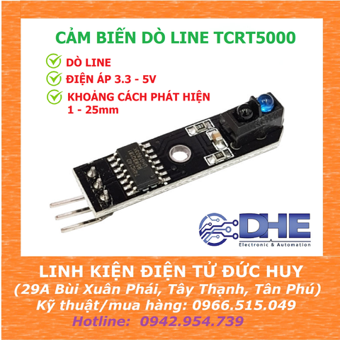 HW-006 CẢM BIẾN HỒNG NGOẠI DÒ LINE ĐƠN, PHÁT HIỆN VẬT CẢN  5VDC- TCRT5000