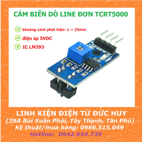 Cảm biến dò line đơn 5V, TCRT5000 (ngang)