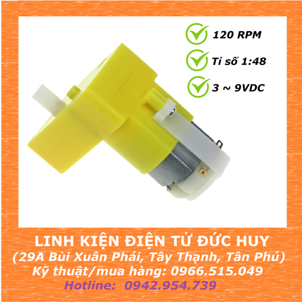 ĐỘNG CƠ VÀNG HÌNH CHỮ L, 3~8VDC, 1/48 (125RPM)