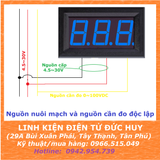 Đồng hồ đo điện áp, volt 0~100VDC, 3 dây led 0.56