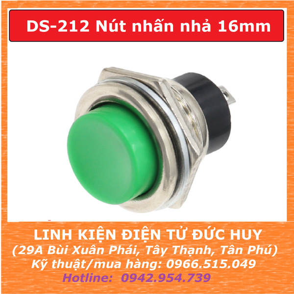 DS 212 nút nhấn công tắc nhấn nhả 16mm Xanh lá
