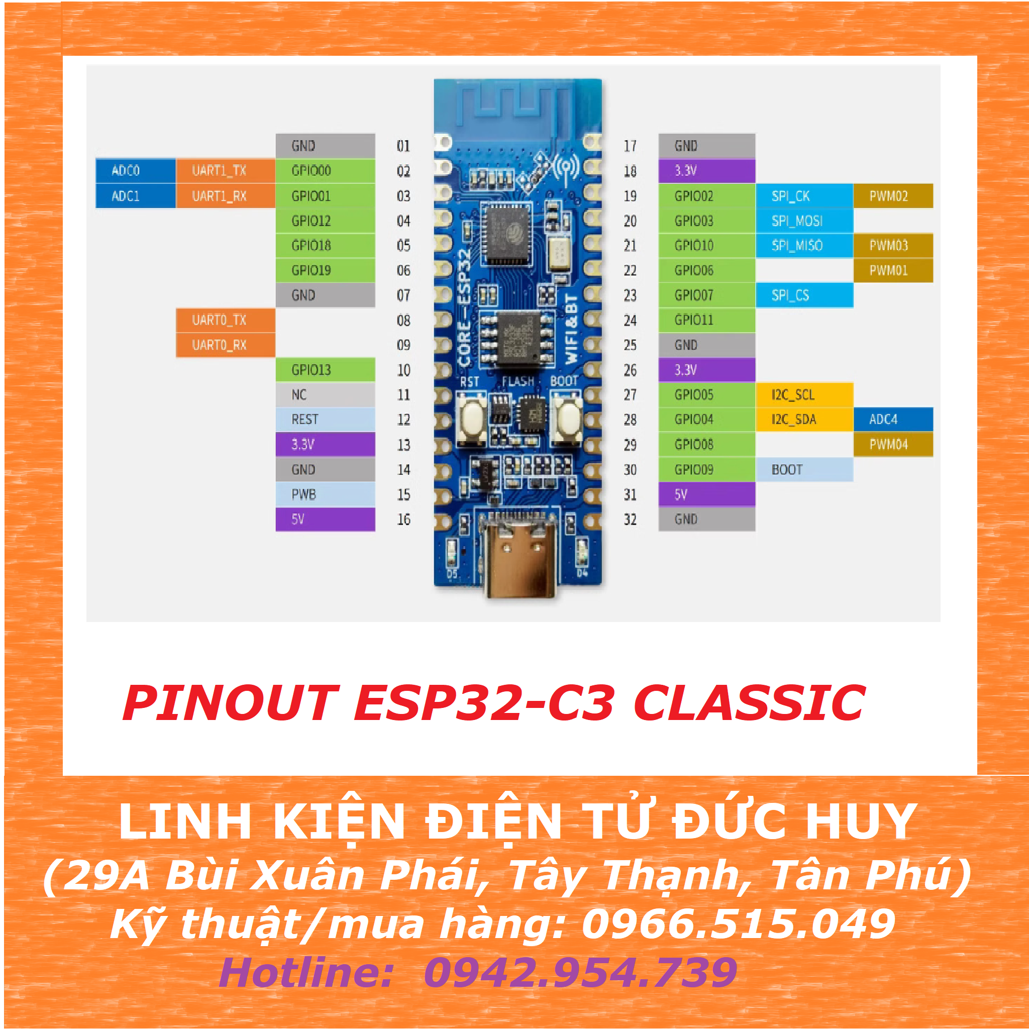 ESP32 C3 development board WIFI 2.4G Bluetooth 5.0 – LINH KIỆN ĐIỆN TỬ ...