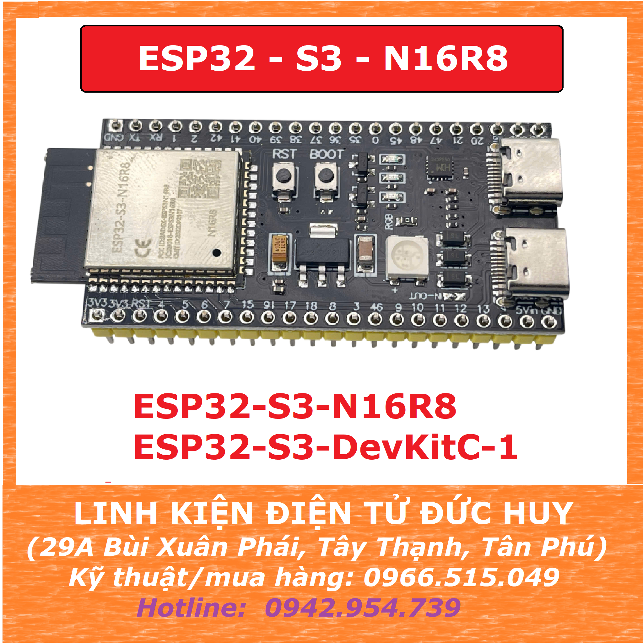 ESP32-S3 N16R8 ESP32-S3-DevKitC-1 – LINH KIỆN ĐIỆN TỬ ĐỨC HUY (29A BÙI ...
