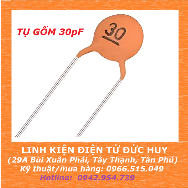 Tụ pi, tụ gốm 30pF (1 gói 10c)