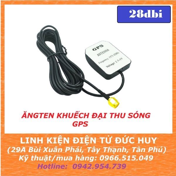 ĂNGTEN ĐỊNH VỊ GPS  ĐẦU CẮM SMA 1575.42MHZ, 3M, 28dbi