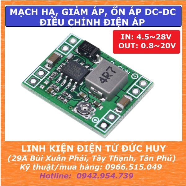 MP1584EN MẠCH HẠ ÁP/GIẢM ÁP DC 3A / 0.8V - 20VDC ( CÓ ĐIỀU CHỈNH ĐIỆN ÁP )