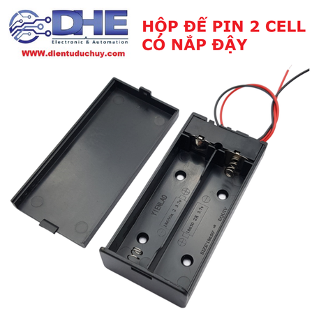 ĐẾ PIN 2 CELL 18650 CÓ NẮP ĐẬY, CÔNG TẮC ON/OFF