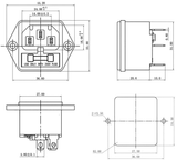 Jack đầu cấp nguồn AC-03 3 chân, đế cầu chì 250V 10A