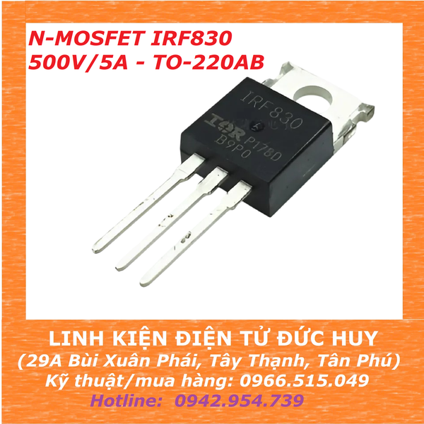 IRF830 - N MOSFET 500V 5A, TO-220AB