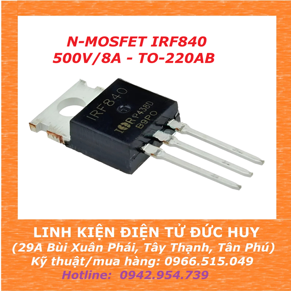 IRF840 - N MOSFET 500V 8A, TO-220AB