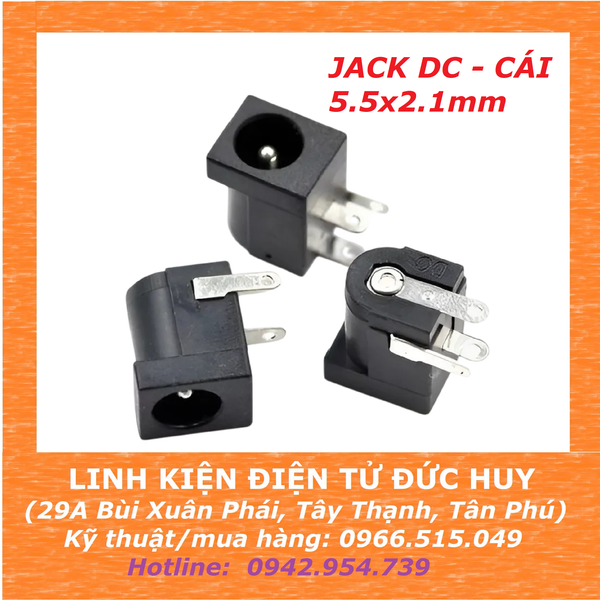 Jack nguồn DC - Cái - 5.5*2.1mm - Hàn Board