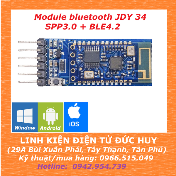 JDY 34 mạch bluetooth SPP3.0 + BLE4.2