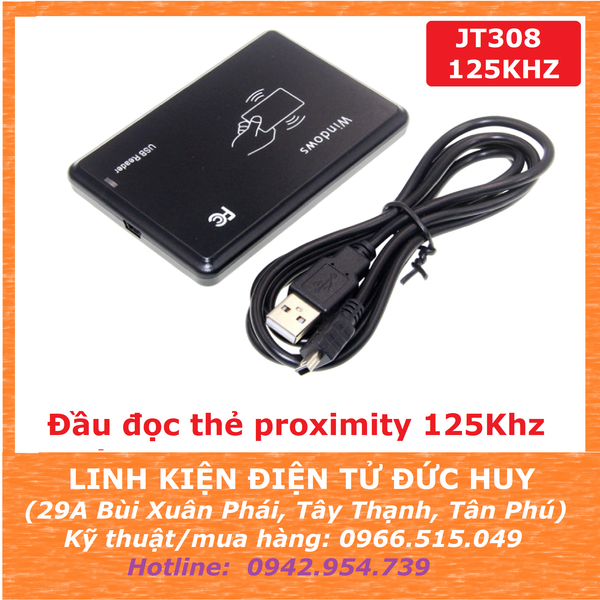 JT308 ĐẦU ĐỌC THẺ RFID PROXIMITY 125KHZ, KẾT NỐI USB