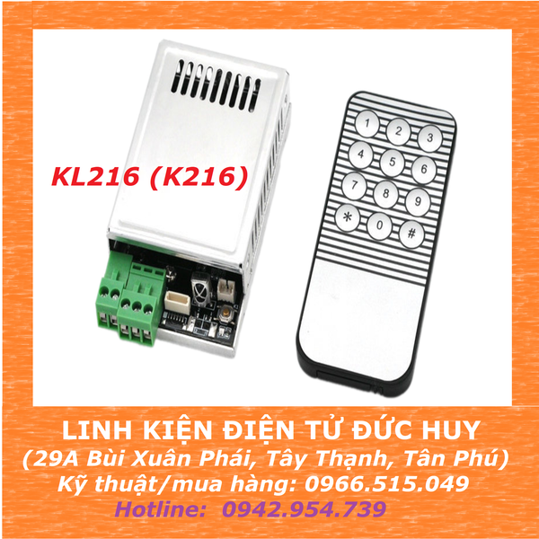 Mạch giải mã vân tay, điều khiển thiết bị KL216 (có remote cài đặt lệnh)