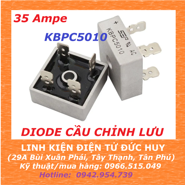 KBPC5010 - DIODE CẦU CHỈNH LƯU,  ĐIỆN ÁP TỐI ĐA 1000V, DÒNG ĐIỆN TỐI ĐA 50A
