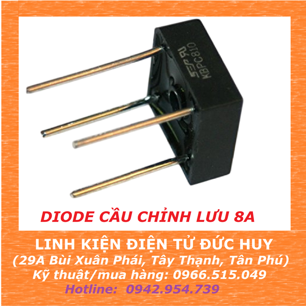 DIODE CẦU CHỈNH LƯU KBPC810, 8A 700V, LOẠI 4 CHÂN