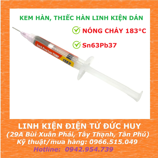 KEM HÀN, THIẾC HÀN LINH KIỆN DÁN SMD Sn63Pb37 - 138°C