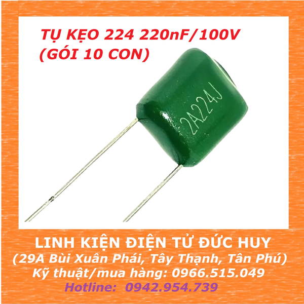 Tụ kẹo 224 220nF 100V(1 GÓI 10 CON)