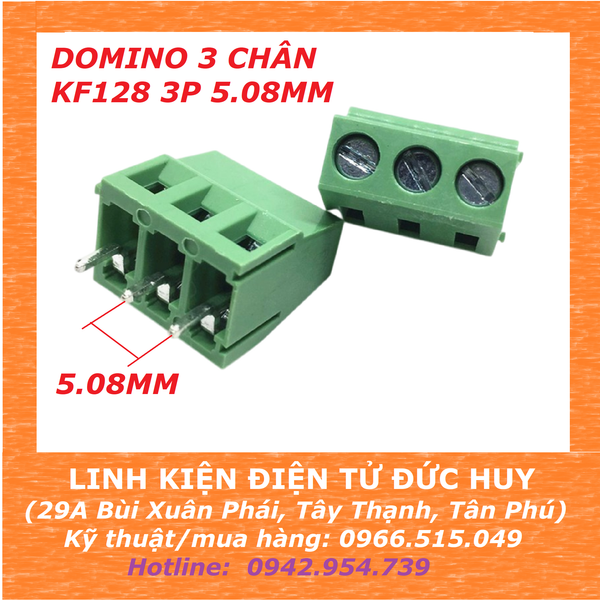 Domino terminal 3 chân KF128 3P, 5.08mm
