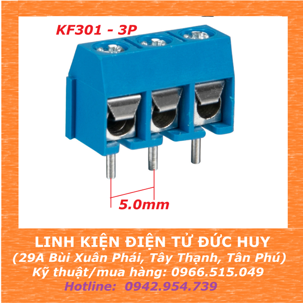 KF301 3P, domino 3 chân, 5.0mm