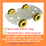 Bộ xe robot 4 bánh, 1 tầng, khung hợp kim nhôm, bánh xe 48mm