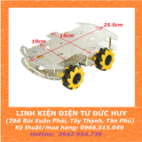 Bộ xe robot 4 bánh 2 tầng, khung kim loại, bánh xe mecanum 60mm