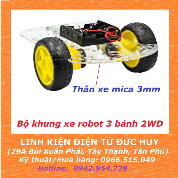 BỘ KHUNG XE ROBOT 3 BÁNH 2WD MICA, ĐẦY ĐỦ PHỤ KIỆN