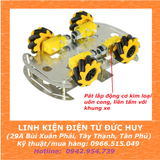 Bộ xe robot 4 bánh 2 tầng, khung kim loại, bánh xe mecanum 60mm