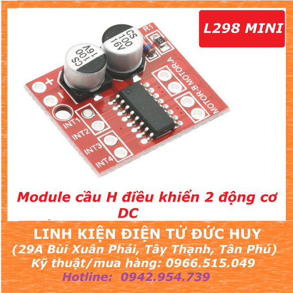 Mạch cầu H điều khiển 2 động cơ DC L298 mini
