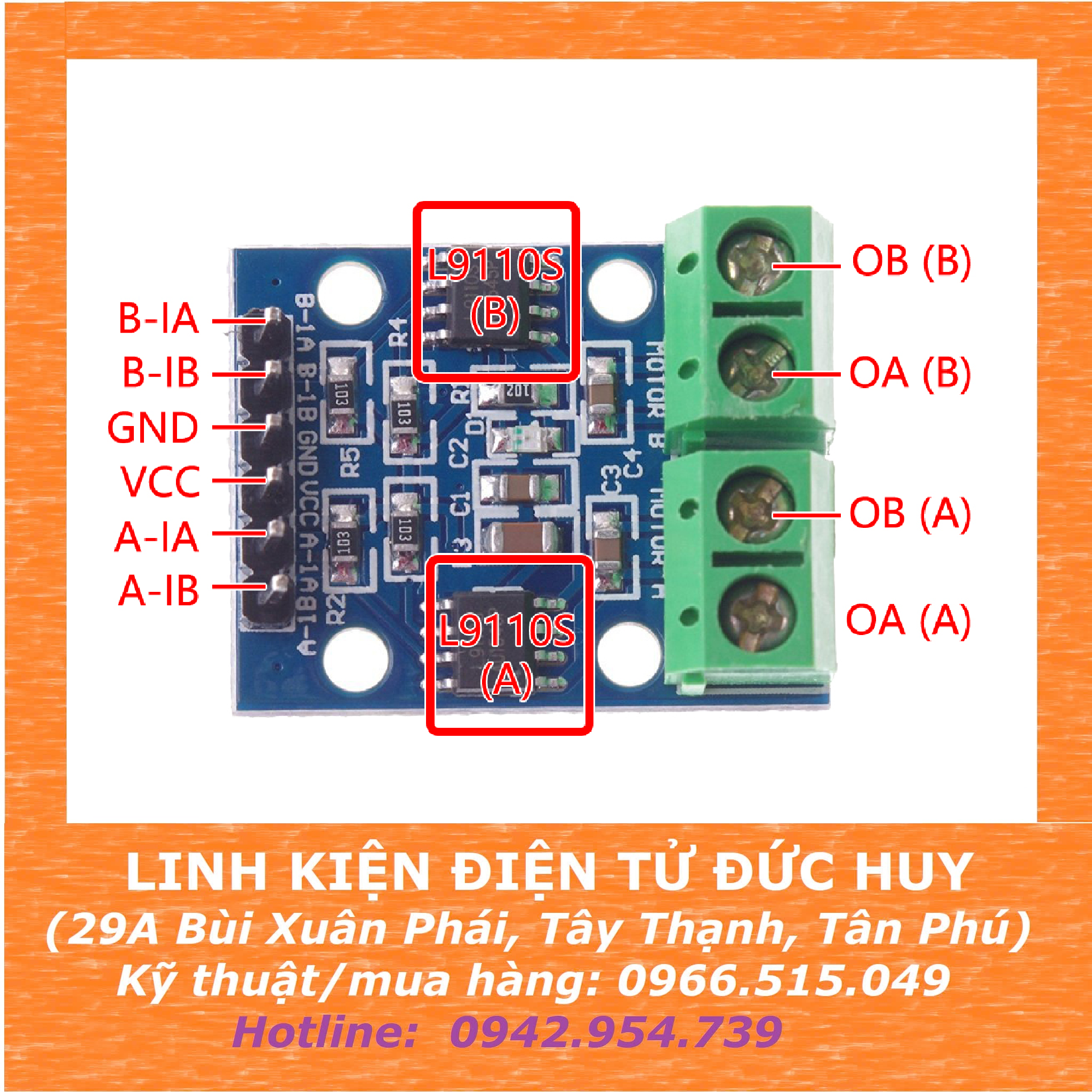 L9110S Mạch cầu H điều khiển 2 động cơ DC Mini – LINH KIỆN ĐIỆN TỬ ĐỨC ...