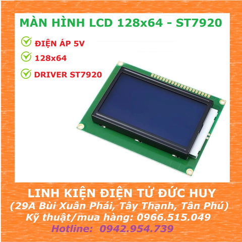 LCD 128x64 ( NỀN XANH DƯƠNG, CHỮ TRẮNG ) - ST7920