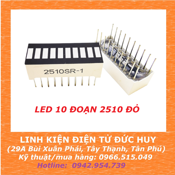 LED 10 ĐOẠN 2510 màu đỏ, màu xanh lá